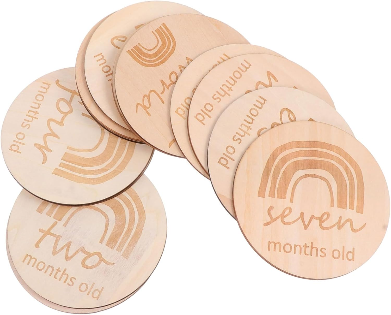Double-Sided Engraved Rainbow Baby Growth Recording Cards 13Pcs Set Newborn Monthly Milestone Commemorative Memory Photo Props for Infant Birthday image number 1