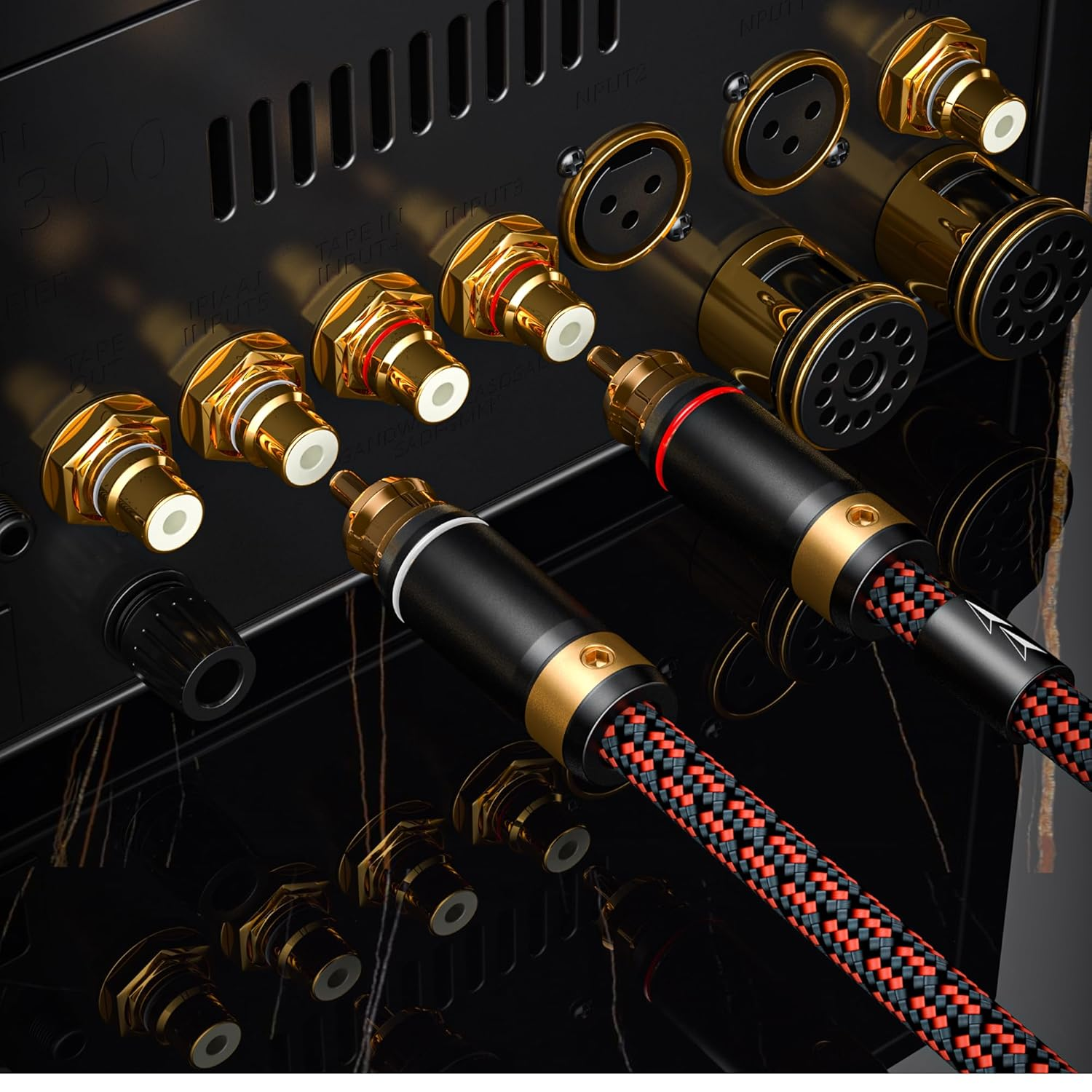 Primeda Audiophiles Rca/Phono Cable 2 RCA Male to 2 RCA Male Hifi System Interconnect Cable Braided for Home Cinema Subwoofer Amplifiers Blu-Ray (Straight to Straight, 3.2Ft/1M) image number 2