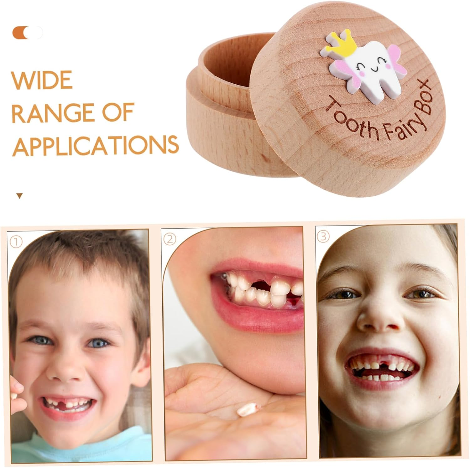 ULTECHNOVO Wooden Deciduous Tooth Box for Boys and Girls Tooth Holder Storage Container Box Collection and Keepsake Preservation image number 2