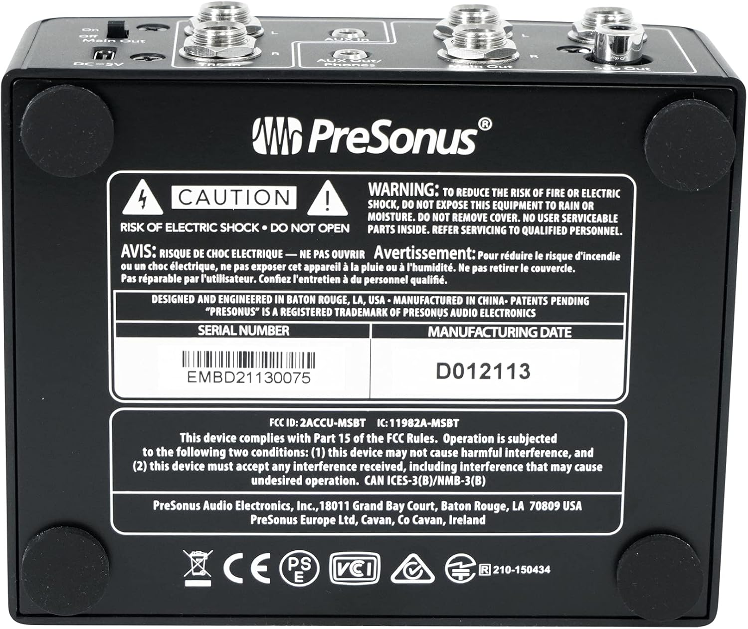 Presonus Microstation BT Bluetooth Connectivity to Any Speaker Black One Size