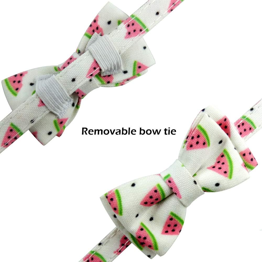 Bow Tie Kitten Collar with Bell and Accessories, Printing Breakaway Cat Collar for Kitty 10 Colors Adjustable 7.5-11In (Watermelon) image number 4