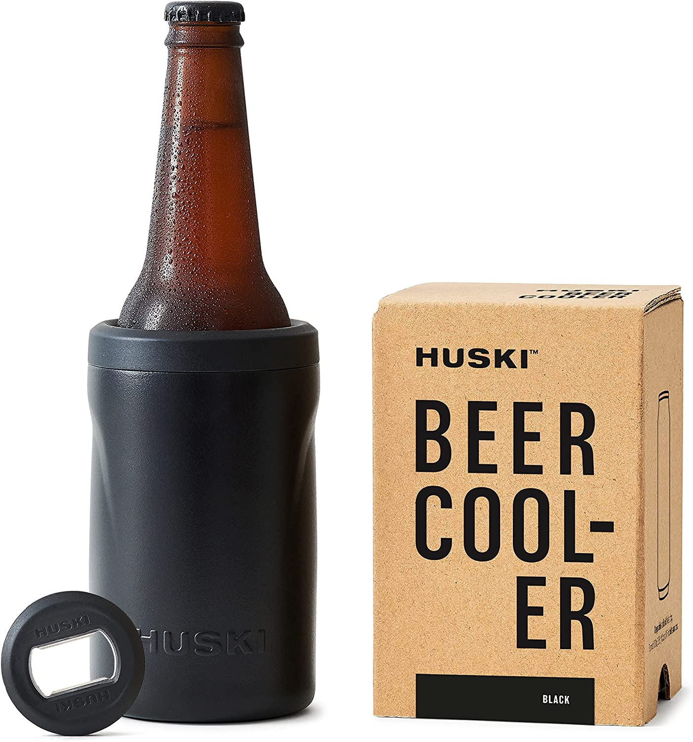 Huski Beer Cooler 2.0 | New | Premium Can and Bottle Stubby Holder | Triple Insulated Marine Grade Stainless Steel | Detachable 3-In-1 Opener | Works as a Tumbler | Gifts for Beer Lovers (Stainless)
