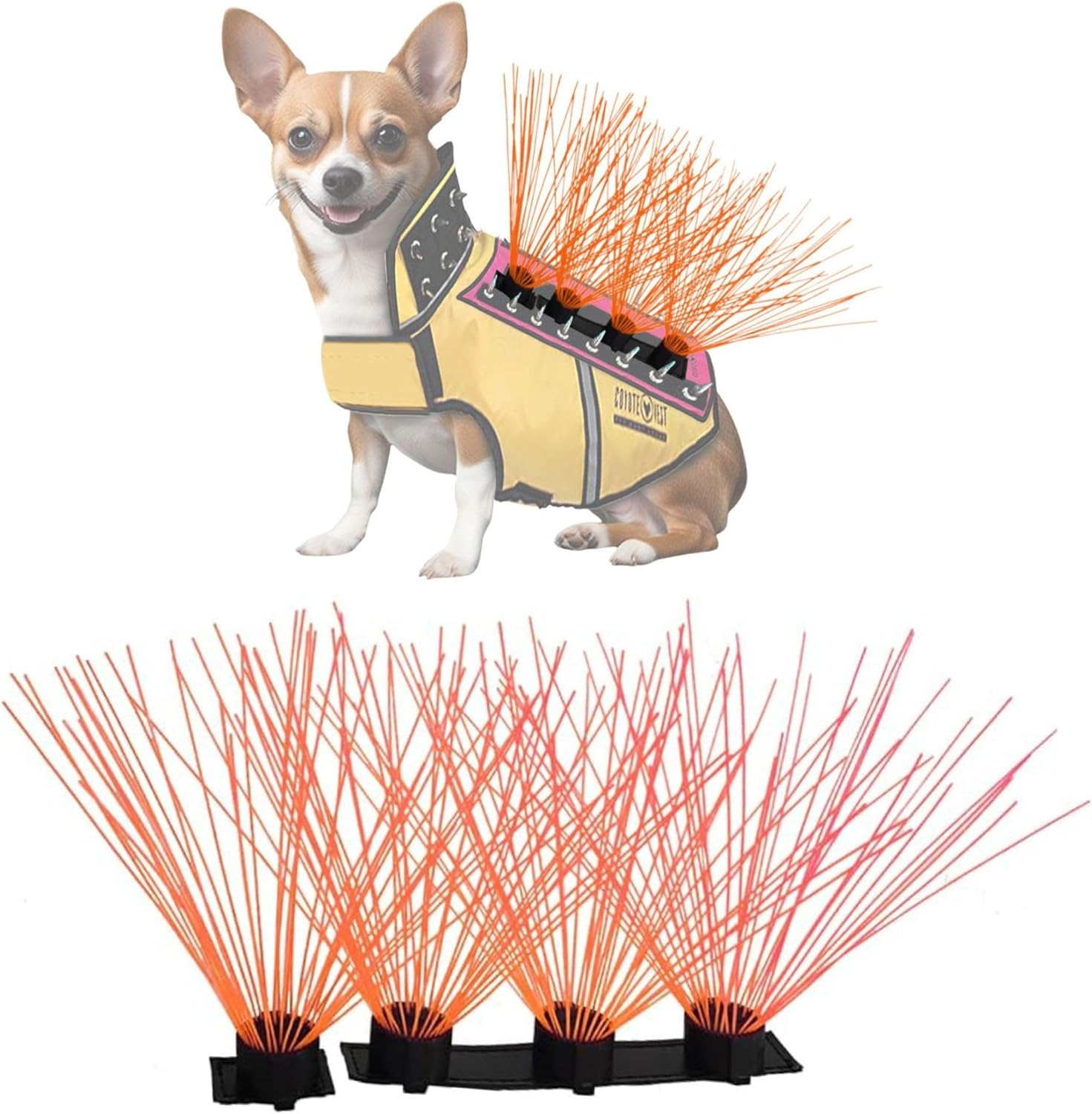 Coyotevest Coyotewhiskers Protection Nylon Bristles for Coyotevest or Spikevest Dog Harness Vest, Dog Accessories That Deter Coyote, Hawk and Raptor Attacks (Set of 4, Rainbow)