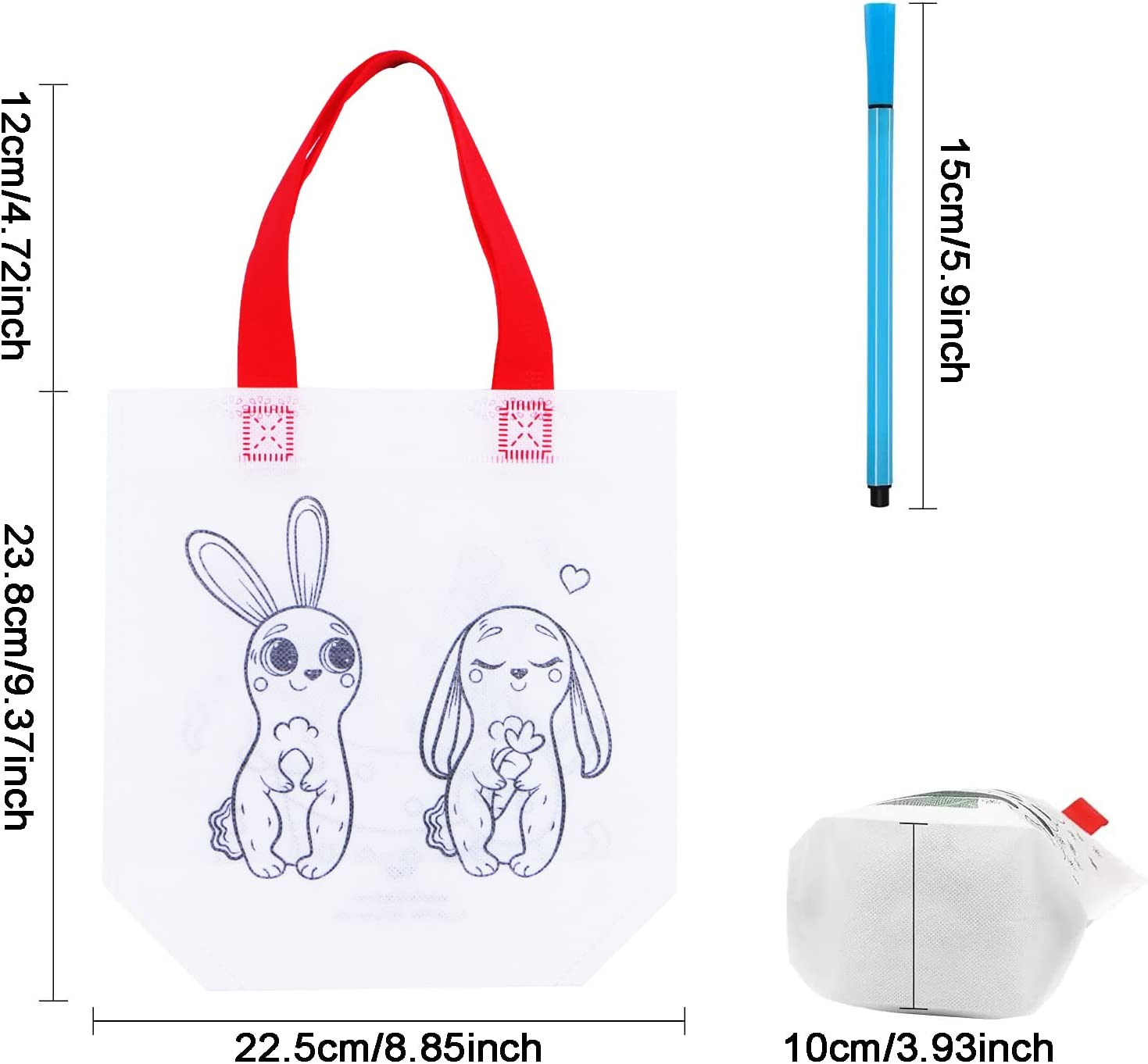 Manwetye 65 Pack Graffiti Goodie Bags for Kids Birthday Party Favors,Color Your Own Tote Bag Set,Eco Reusable Coloring Carnival Animal Art Party Bags(40 Bags +24 Color Pens +1 Pad)