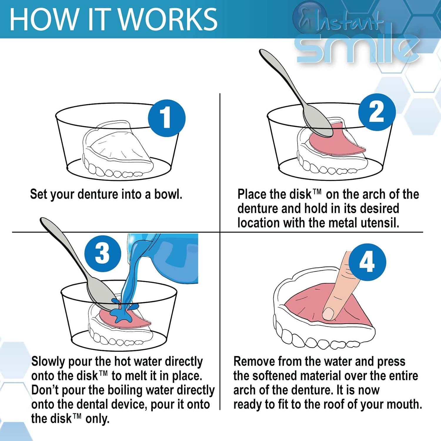 Instant Smile - the Disk Denture Reliner - Forms Using Hot Water image number 2