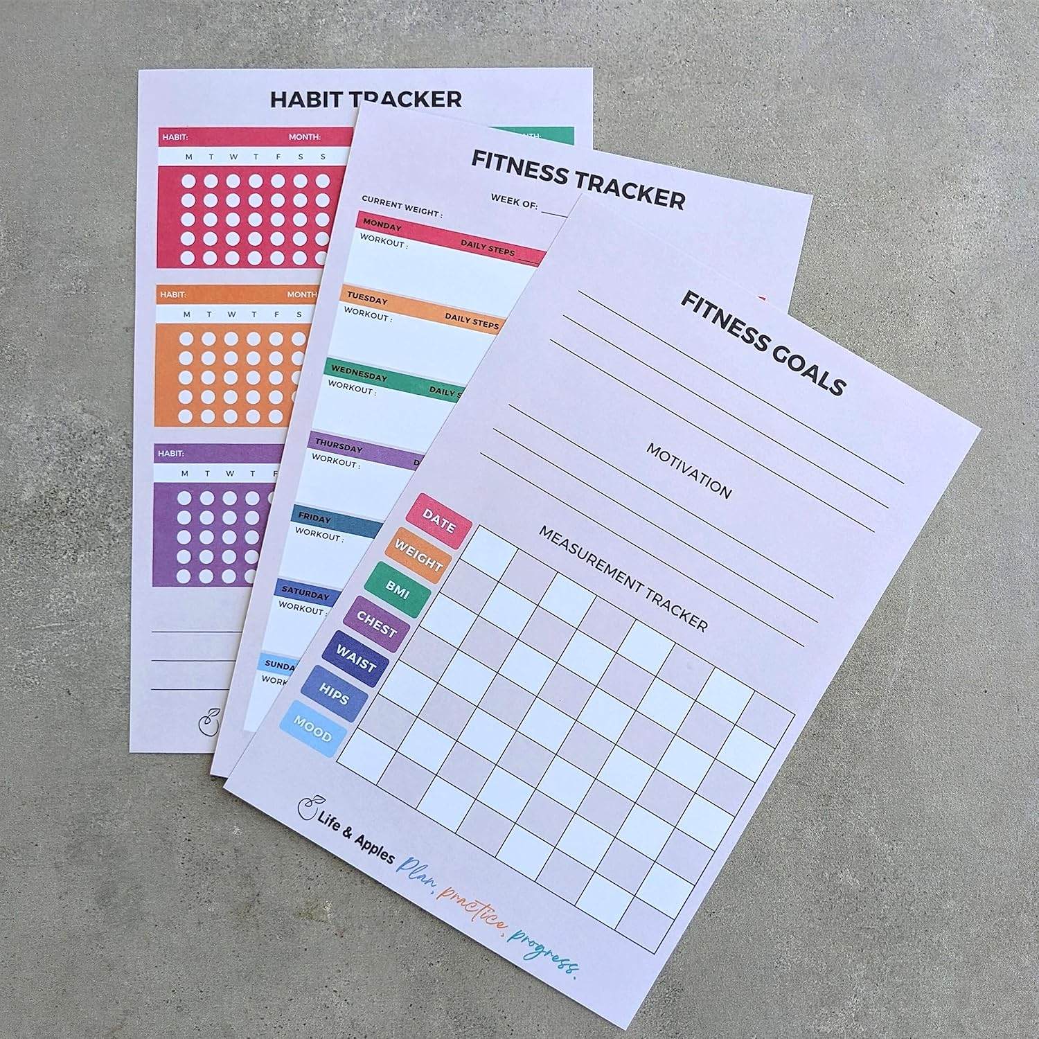 Life & Apples Rose Gold Wellness Planner - Food Journal, Fitness Diary, Gratitude & Meal Planner for Healthy Living & Self-Care - Track Weight Loss Diet & Health Goals - Undated, A5 Size image number 5