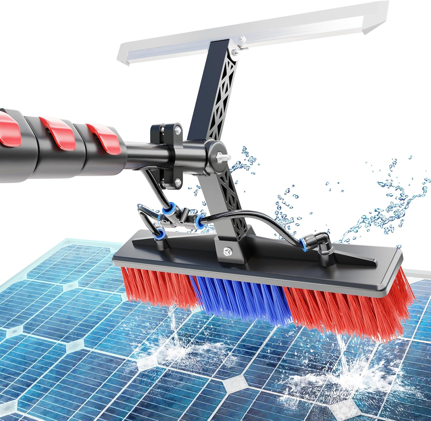 24FT Solar Panel Cleaning Brush & Squeegee Kit,Proffesional Window Washing Tool,Water Fed Pole,Roof、Window and Photovoltaic Panel Washing Cleaner Equipment Kit image number 3