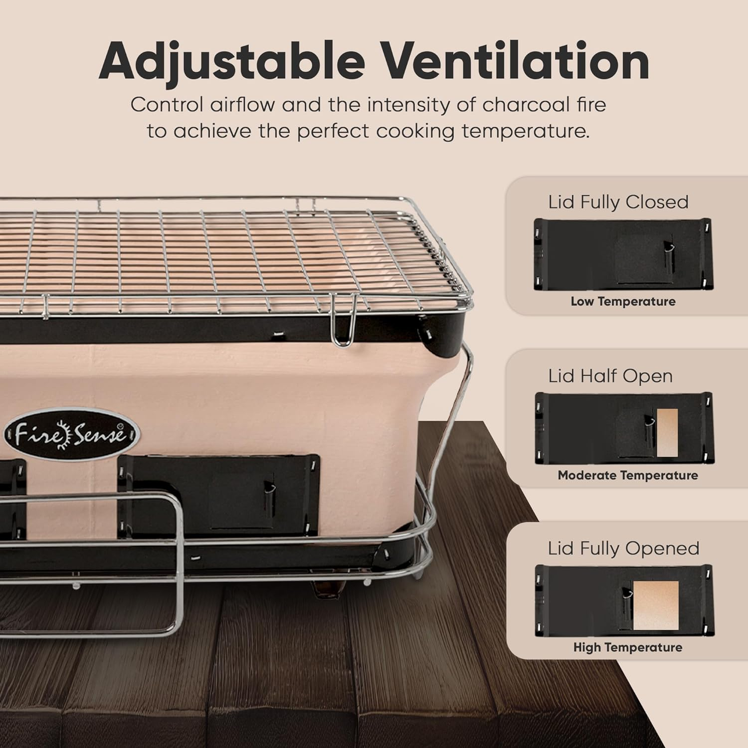 Fire Sense 60450 Rectangle Yakatori Charcoal Grill, Large image number 5