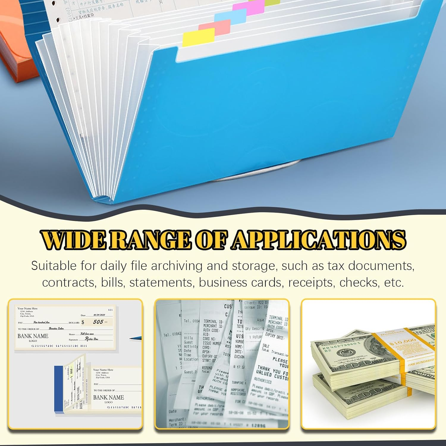 4Pcs A6 Expanding File Folder with Label, 13-Pockets Mini Accordion File Organizer Portable Receipt Organizer Mini Organizer Wallet for Storage Invoice Receipt Cards image number 1