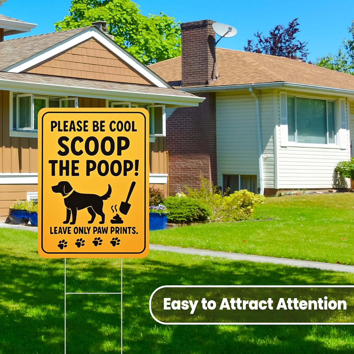 Combojoy No Dog Poop Signs for Yard, 2- Pack 13" X 9.5" Clean up after Your Dog Signs, Pick up after Your Dog Sign with Metal Stakes, Double-Sided and Waterproof No Pooping Dog Sign for Yard Lard image number 5