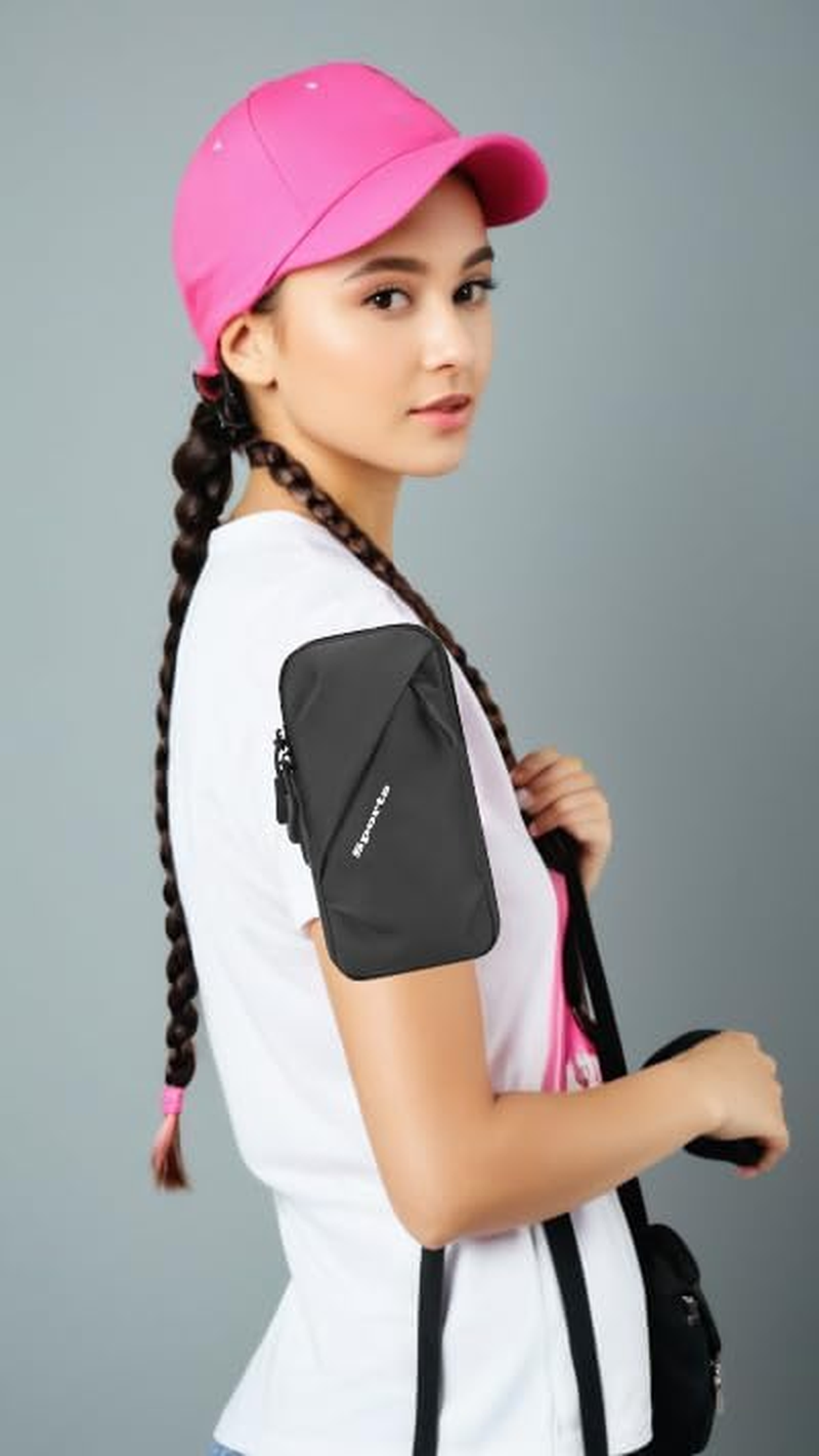 Universal Phone Armband for Running and Workouts, Adjustable Cell Phone Holder for Exercise, Gym, Walking, Black image number 2