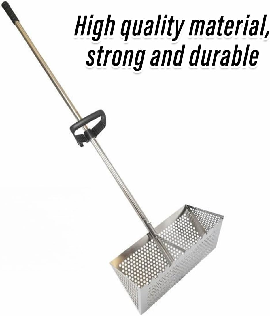 AIMALL Stainless Steel Sand Screen with Collapsible Handle for Crab Trap, Fishing Gear, and Beach Treasure Gathering, 15.75" X 7.87" X 7" image number 2
