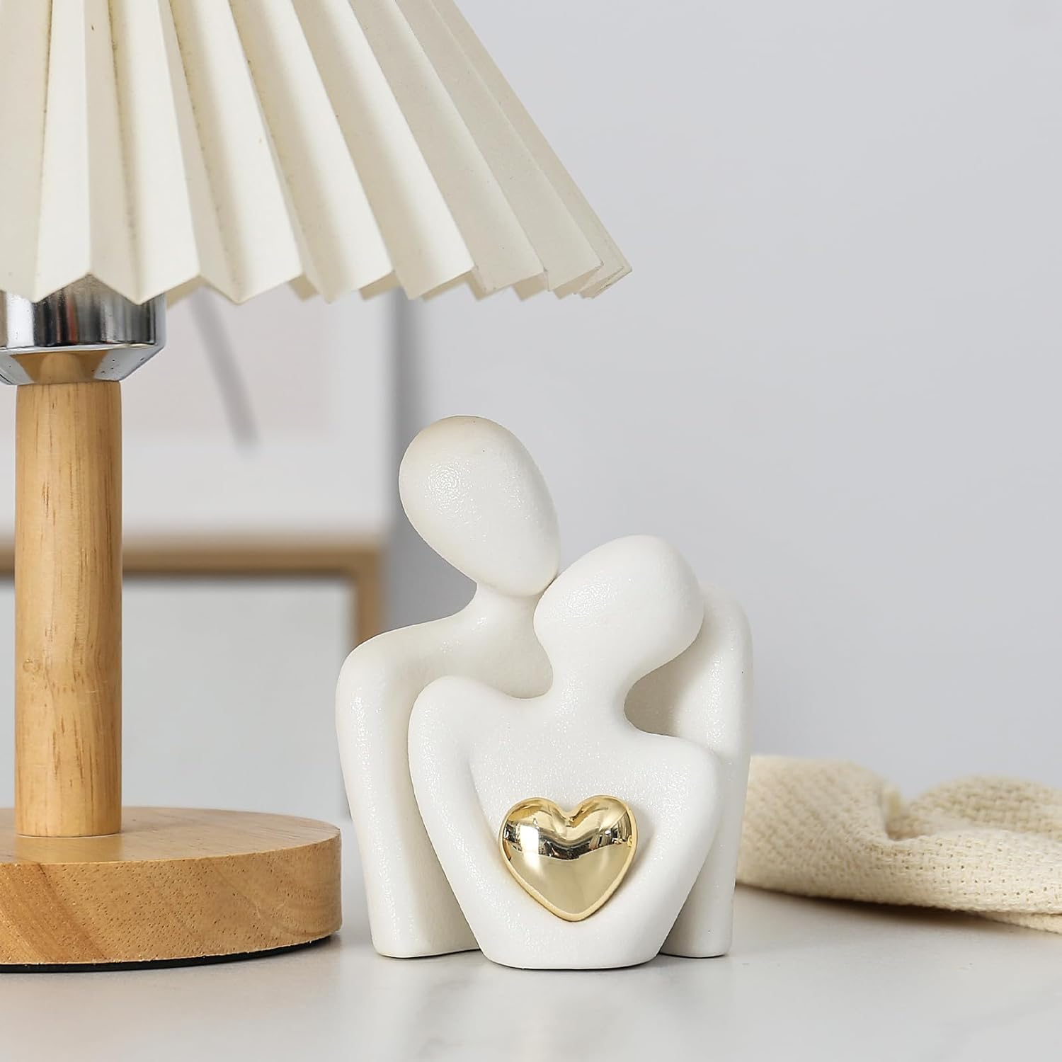 Mini Couple Sculpture,Tv Stand Decor Hugging Couple Statue Love Statue for Home Decorations,Abstract Sculpture Knick Knacks Romantic Gifts for Valentine Anniversary Birthday (3.15In/White) image number 6