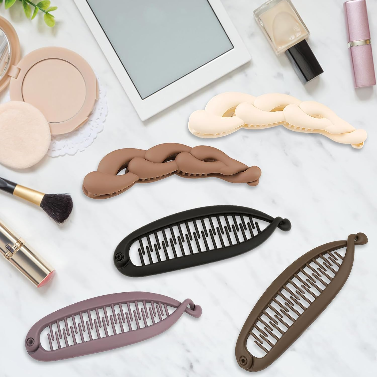 Pack of 5 Women'S Banana Clips, Thin Hair, Stylish Hair Clips for Yoga, Makeup and Special Occasions, Banana Hair Clips image number 5