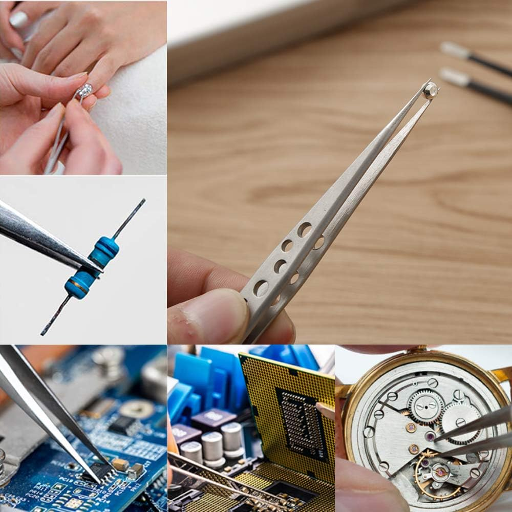 Wolfride Stainless Steel Tweezers Precision Tweezer Tool Set for Electronics Repair, Crafting (5 Pcs) image number 1