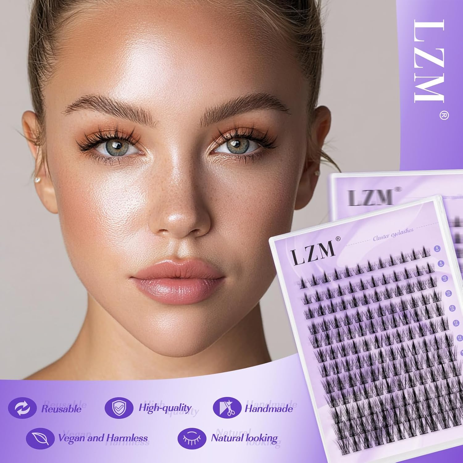 LZM Individual Manga Eyelashes 144PCS 8-16Mm C Curl Natural Thin Strip Reusable Individual Eyelash Extensions Manga Cluster Lashes (DL02-C-MIX)