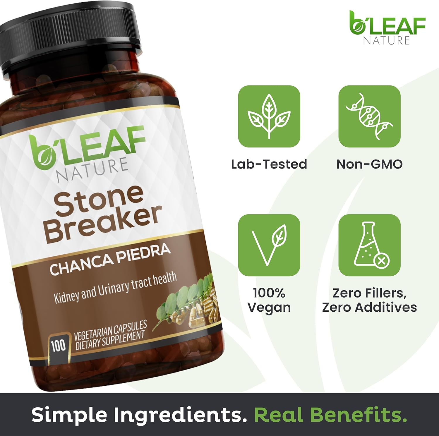 Stone Breaker Chanca Piedra Extract 1000Mg - Urinary Tract and Gallbladder Support - 100 Vegetarian Capsules by B&rsquo;Leaf Nature image number 4