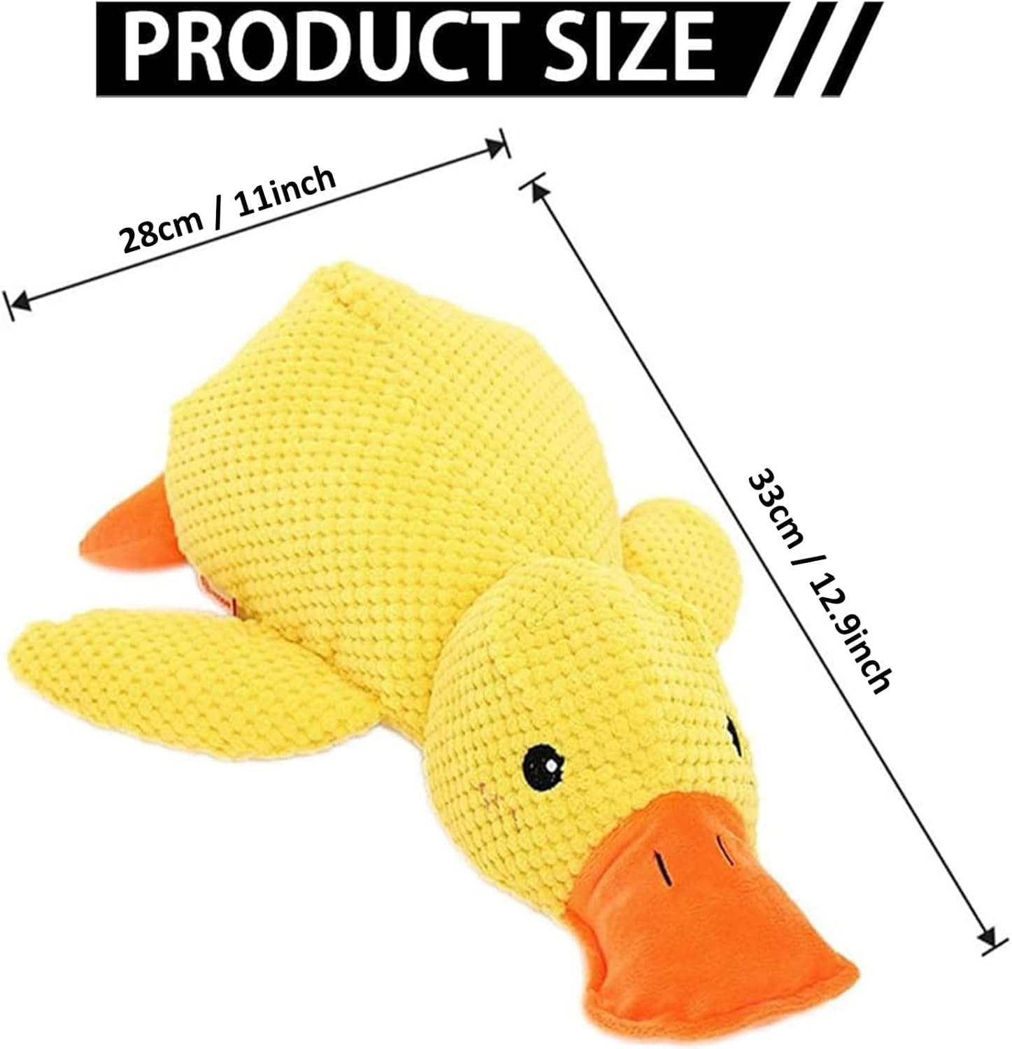 YUDOTE Calming Quack Duck Toys for Dogs Boredom, Stress Relief, Soft Stuffed Plush Toy with Squeaker for Small,Medium and Large Gentle Dogs Company, Bright Yellow image number 1