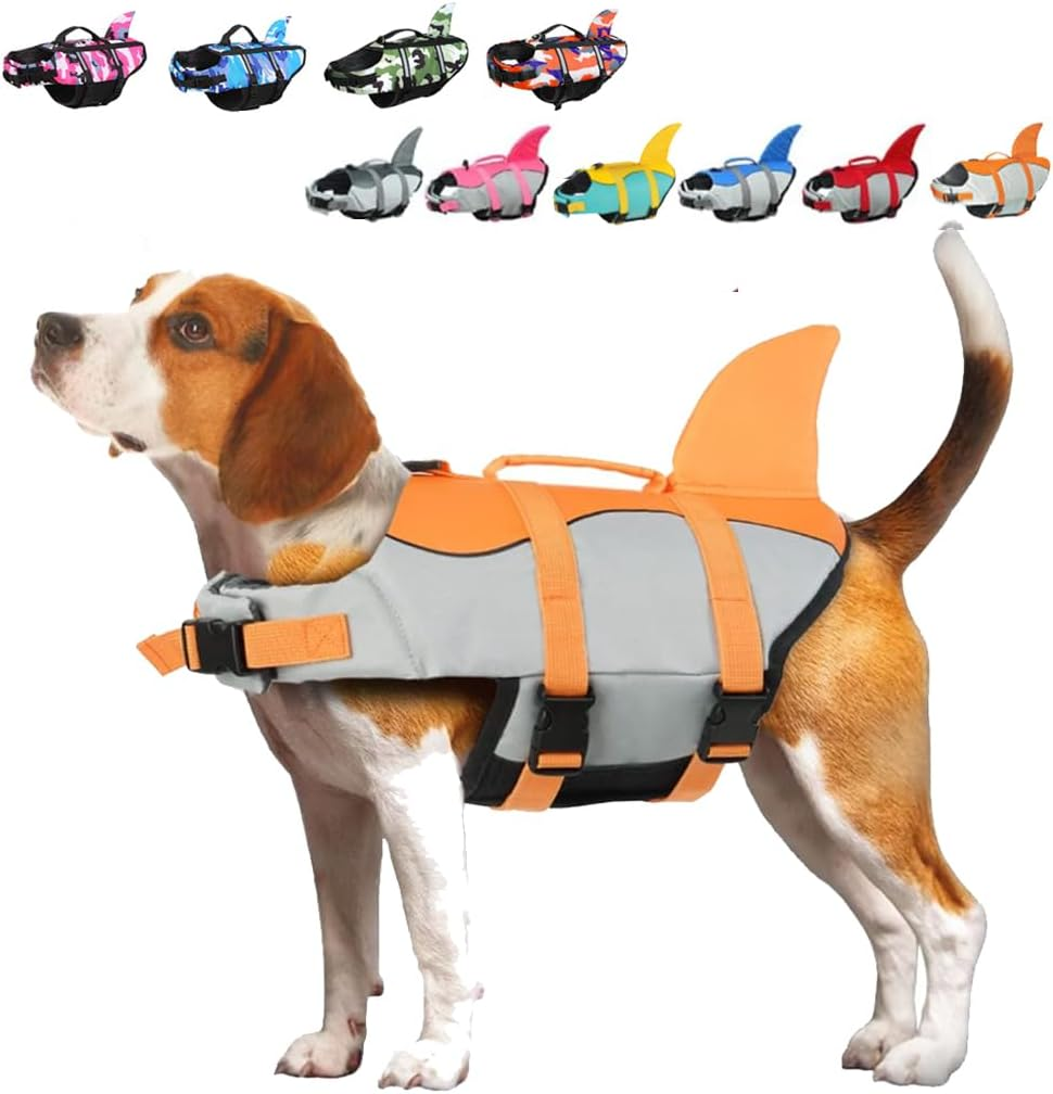 Dog Life Vest, Life Vest for Small, Medium and Large Dogs with Handle and Reflective, with Good Buoyancy, for Pool, Beach and Boat, Orange S