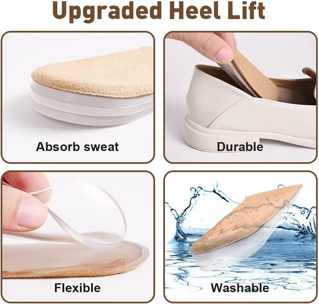 Adjustable Orthopedic Heel Lift Inserts, 1/4" to 1" Gel Shoe Heels Inserts for Leg Length Discrepancies. Upgrade and Widen Height Increase Insole (M)