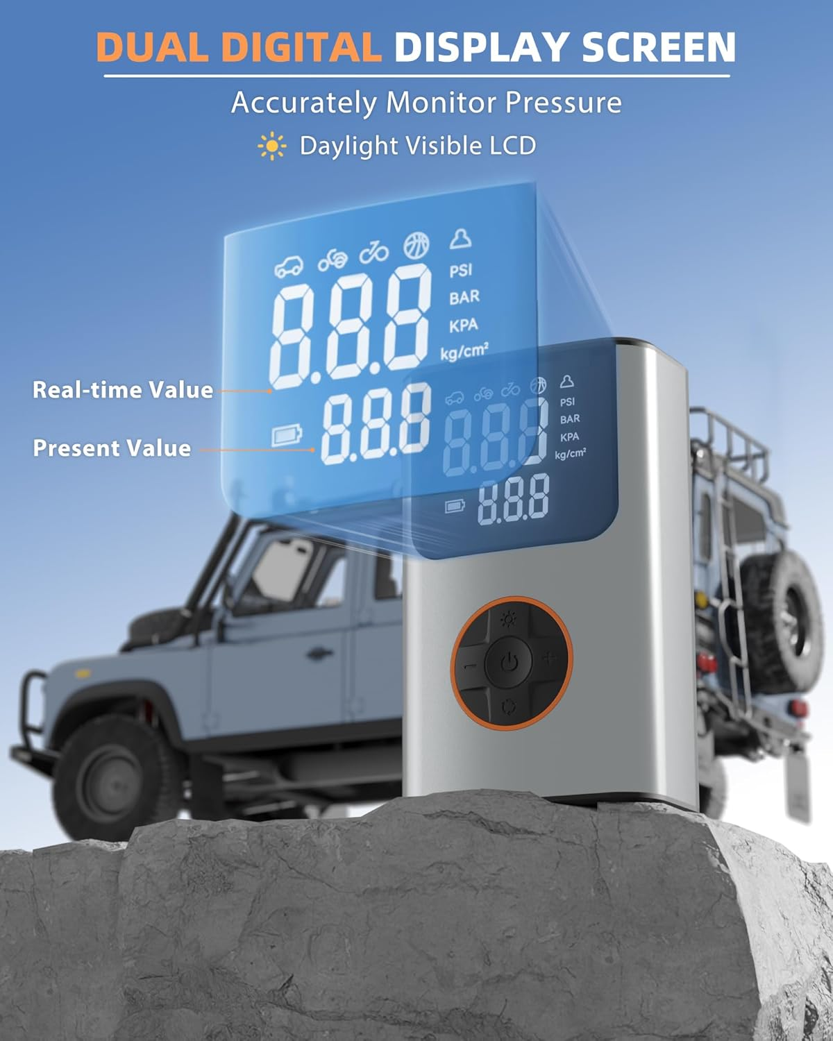 Tire Inflator Portable Air Compressor, Bike Pump, 150PSI Air Pump for Car Tires with Digital Tire Pressure Gauge and Auto Shut-Off, Air Compressor for Bicycle, Motorcycle, Compact Car, Ball image number 1