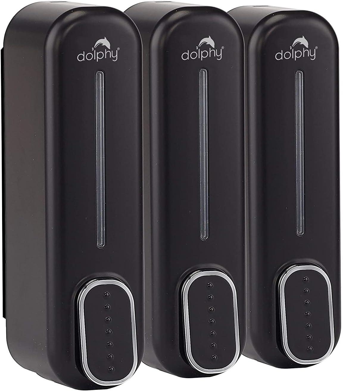 Dolphy Soap Dispenser Set of 3 &ndash; 300ML Each, Black ABS Plastic, Wall Mounted with Push Button, Durable & Refillable, Ideal for Bathroom, Kitchen, Hotel & Commercial Use image number 1