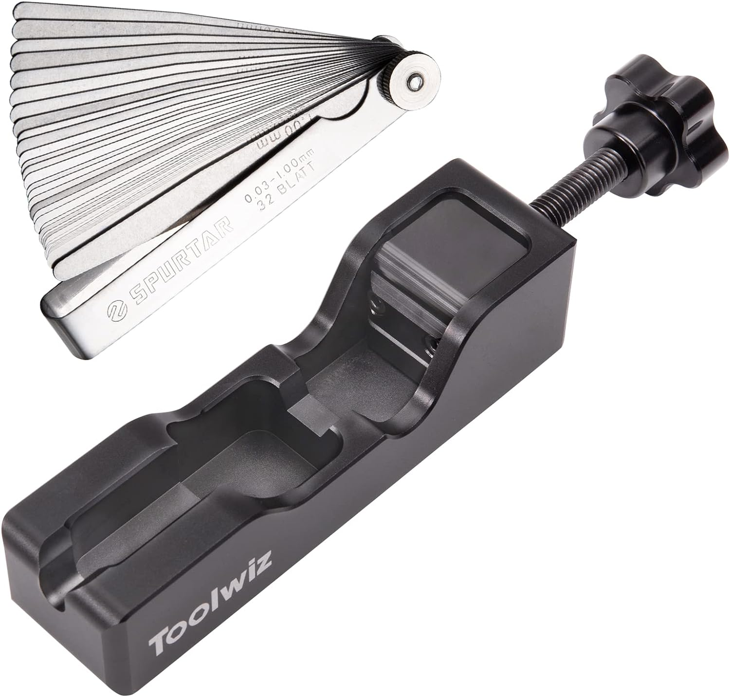 Toolwiz Spark Plug Gap Tool with 32 Blade Steel Feeler Gauge, Gapping Tool for Most 10Mm 12Mm 14Mm 16Mm Thread Spark Plugs, Black