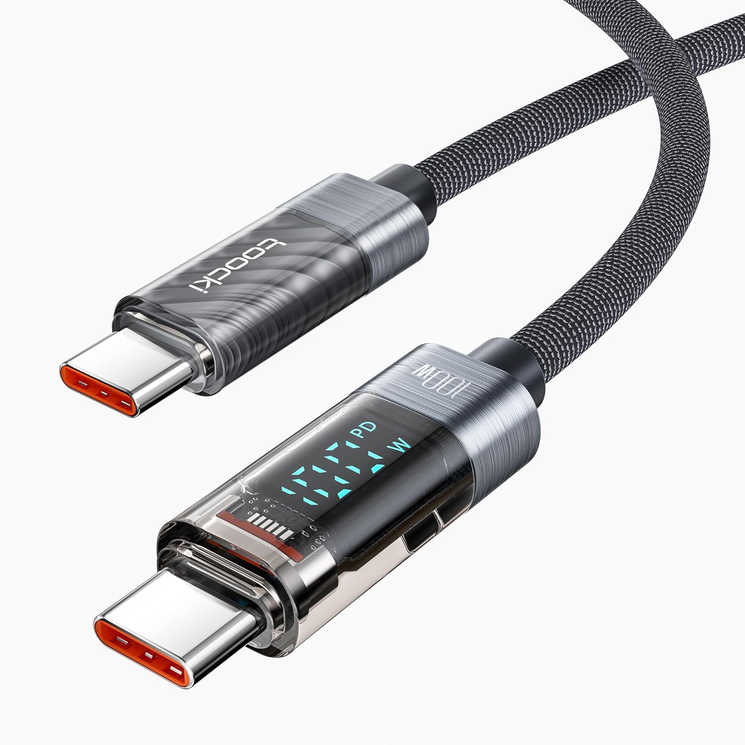 100W USB C to USB C Fast Charging Cable, 2M PD 5A Type C Cord with Intuitive Power Display & Tough Nylon Braid, Compatible with Iphone 17 16 15 Pro plus Pro Max Air Macbook Ipad Galaxy S25/S24/S23