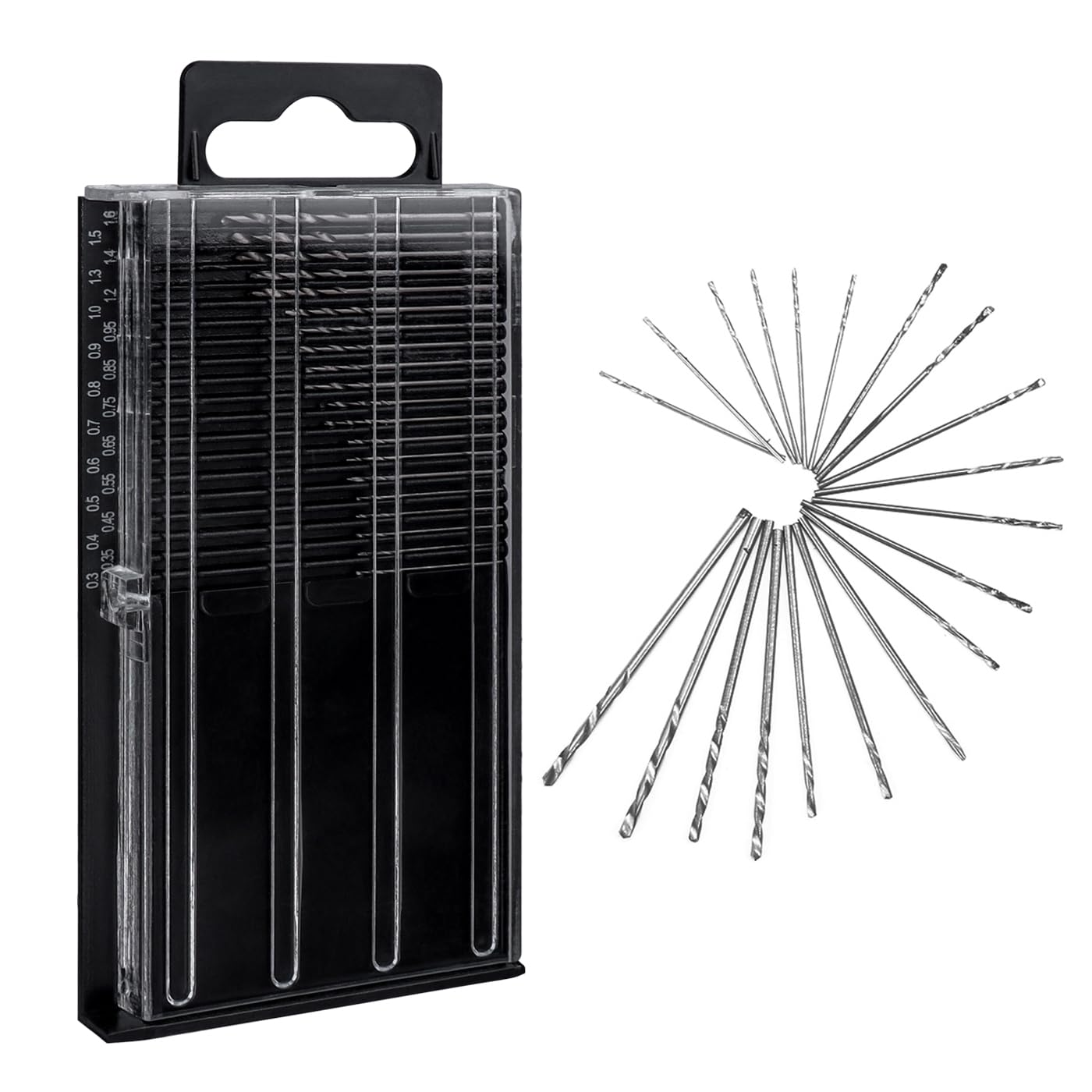 20 Pcs Mini Micro Drill Bits 0.3-1.6Mm Shank Twist Drill HSS Small Twist Drill Bit Set DIY Manual Hardworking Kit Pin Vise Rotary Hand Tools Accessory image number 1