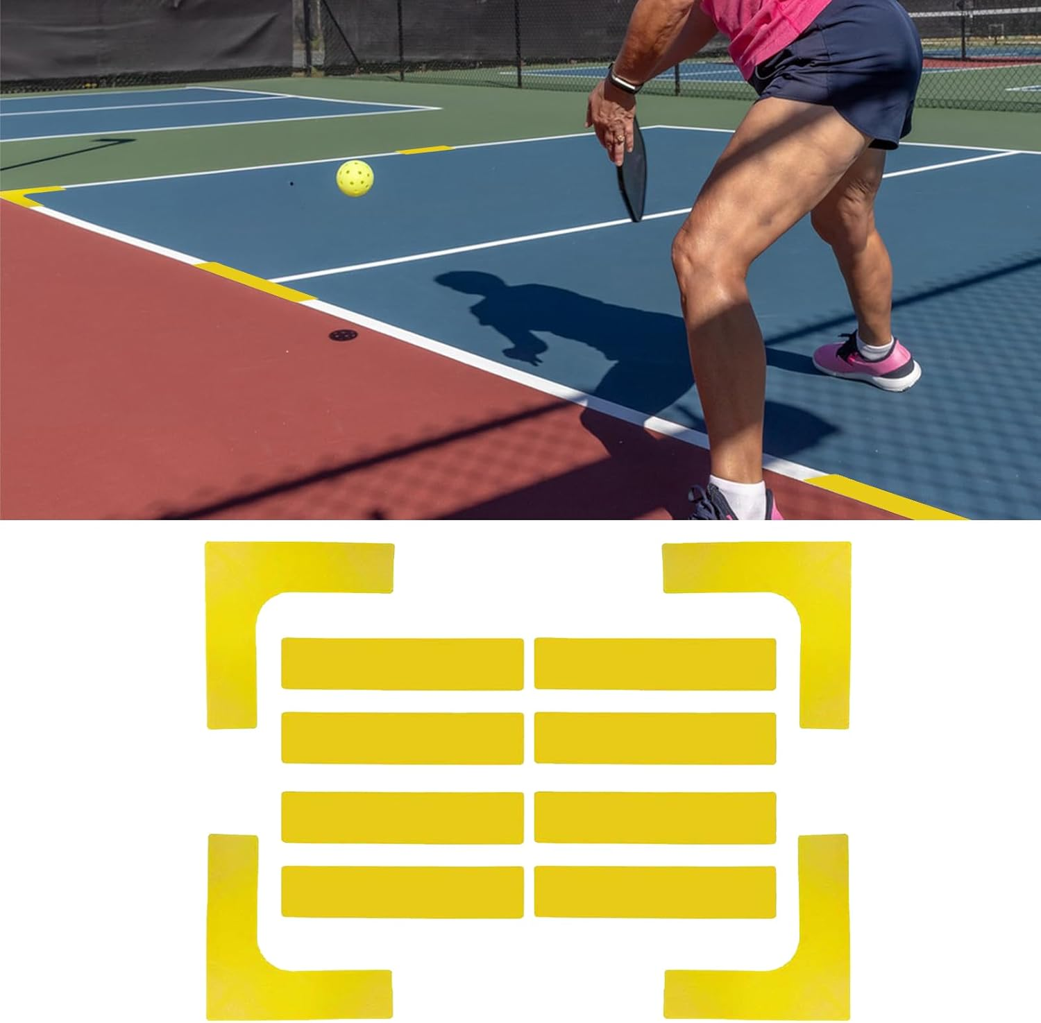 Court Line Marker Kit | Court Throw down Markers,Anti-Slip Portable Tennis Sports Throw down Accessories for Driveway School Gym Park Outdoor Training Field Backyard image number 3