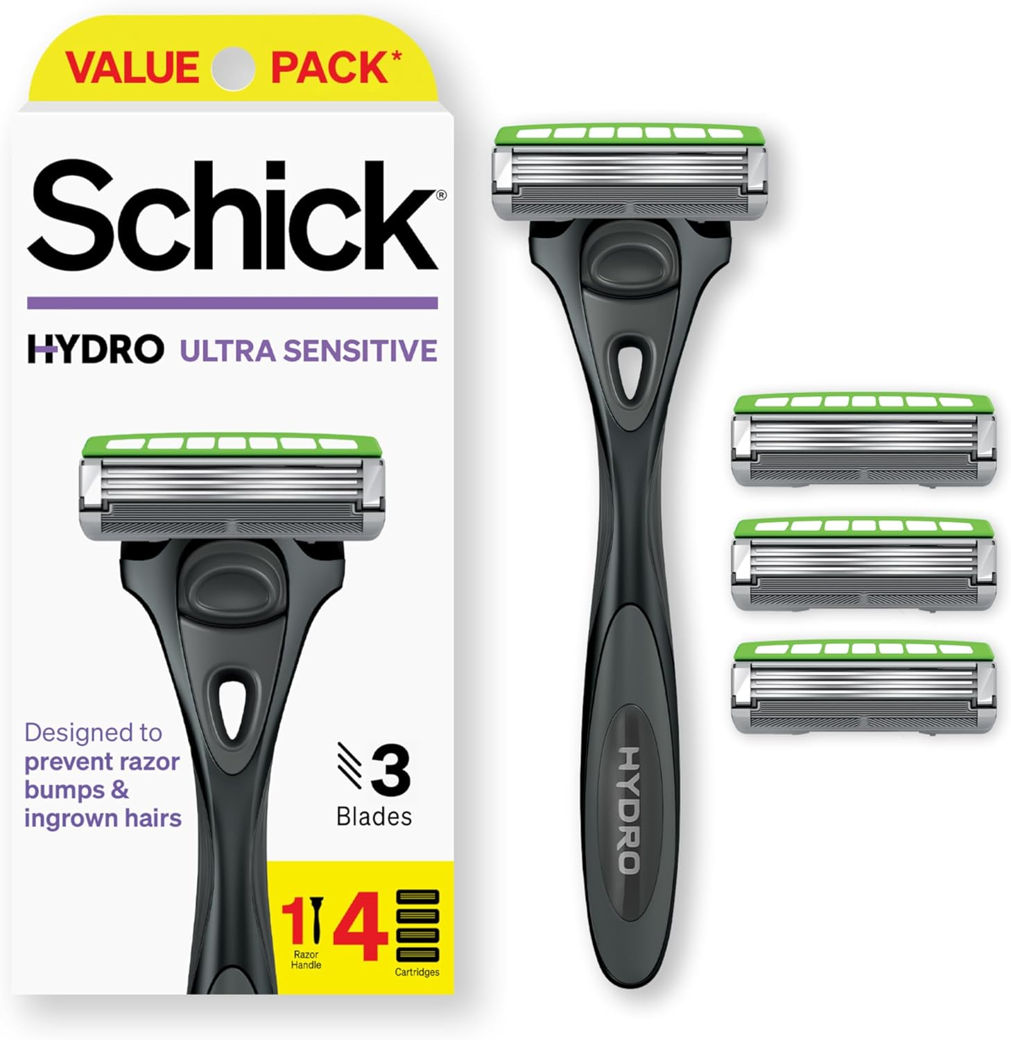 Schick Hydro Ultra Sensitive Razor Refills, 12Ct | Razor Blades Refills, Razor Blades for Men, Shaving Blades for Men, Hydro Razor Blades Refill, 3 Blade Razor Heads, 12 Refills image number 2