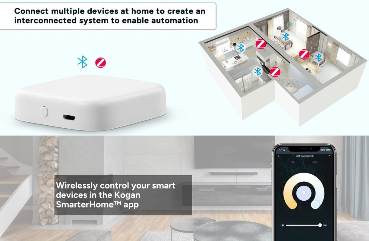 Kogan Smarterhome&trade; Bluetooth and Zigbee Wireless Gateway - KAGTWYBTZBA