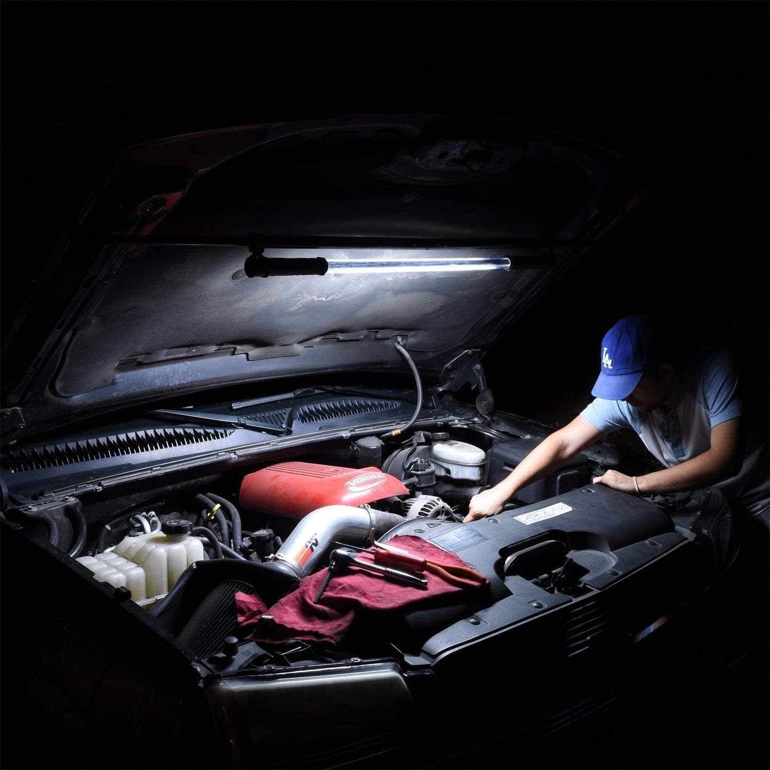 Neiko 40447A Rechargeable Underhood Work Light | 202 SMD LED Bulbs, 1,200 Lumens Max Brightness, 8,000 Mah Li-Ion Battery | 2 Brightness Modes, 1 Pack image number 1