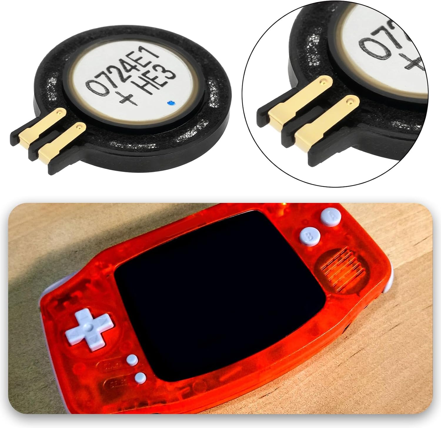 Ecsing 2Pcs Replacement Internal Speaker 2.3X0.4Cm, Compatible with Gameboy Advance SP, Black image number 6