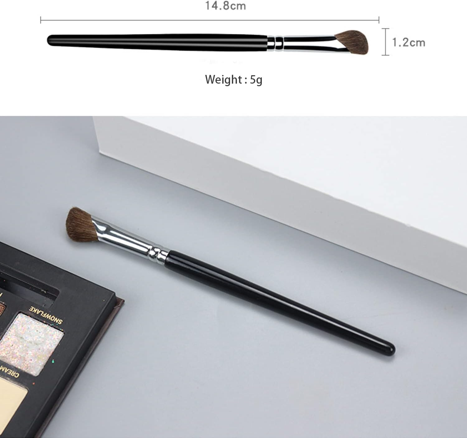 Ksvsonrvi Eyeshadow Brush, 2PCS Sickle Shape Soft Pony Hair Shading Nosal Shadow Brush Set, Black Wooden Handle image number 4
