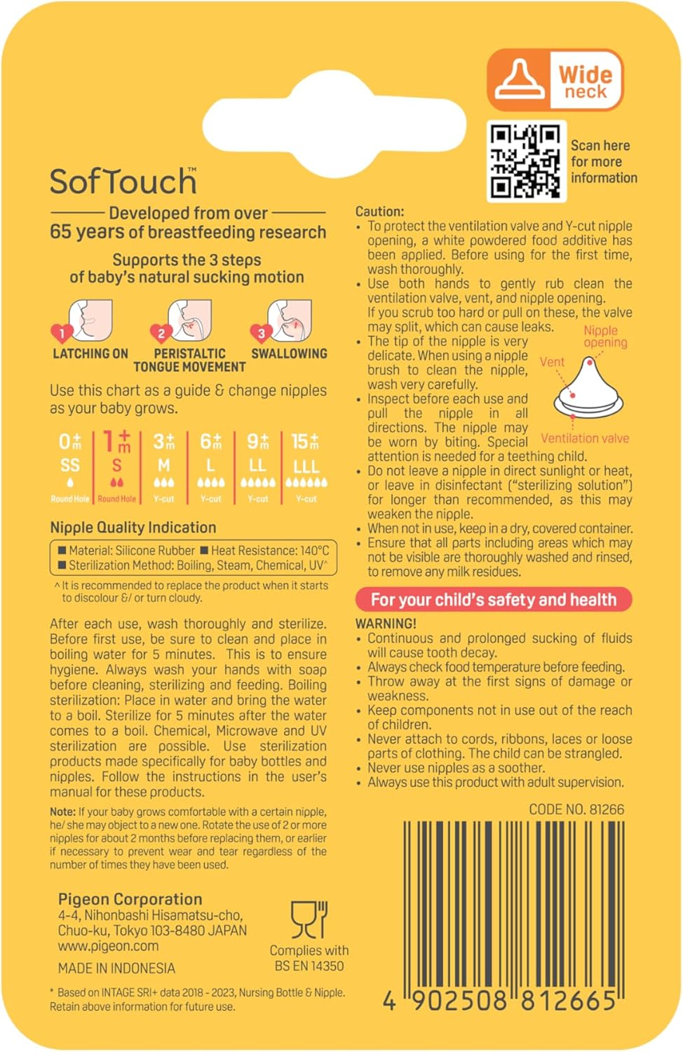 Pigeon Softouch 3 Nipple Blister Pack 2Pcs (S) image number 3