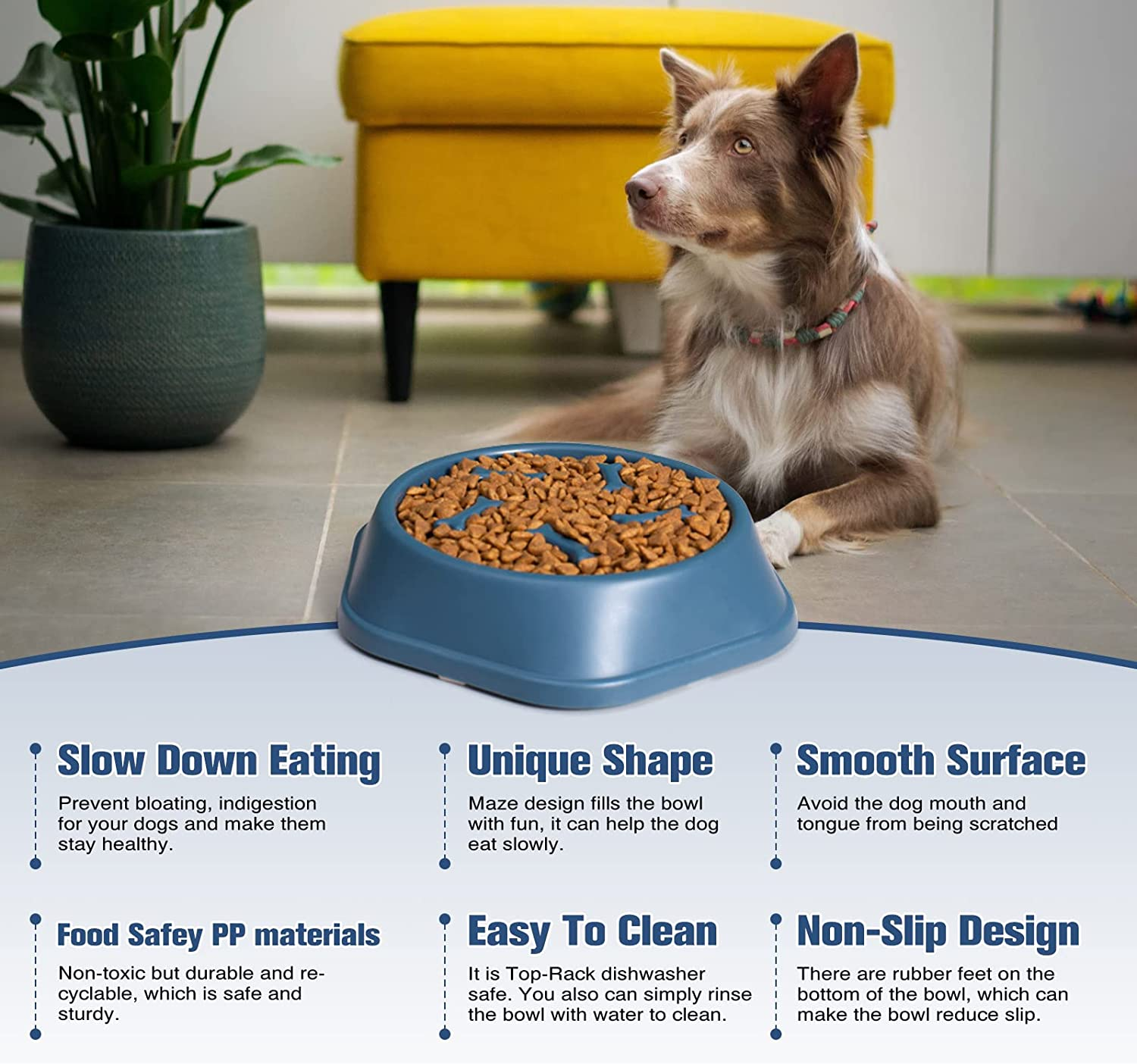 Slow Feeder Dog Bowl Preventing Choking Slow Eating Pet Bowl Anti-Gulping Interactive Healthy Design Dog Puzzle Bowl Chew-Resistant Non-Toxic Maze Puppy Bowl image number 4
