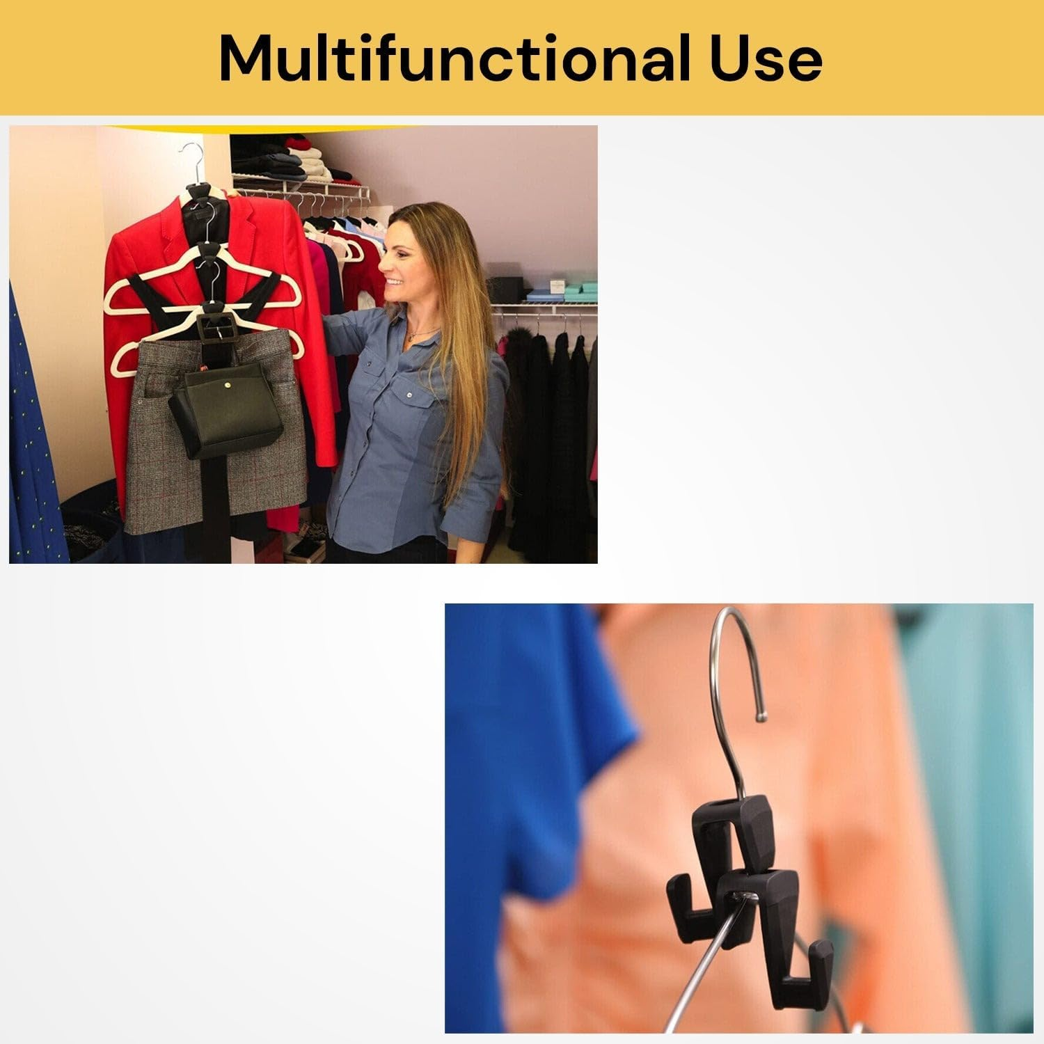 EZONEDEAL 18Pcs Space Saving Hanger Hook, Triangles Hanger Hooks, Black Clothes Hanger Connector Hooks, Heavy Duty Hanger Hook Space Saver, Clothes Hanger for Closet Organizer image number 5