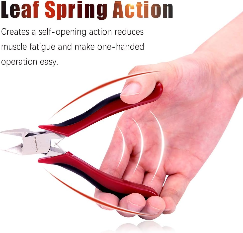 SPEEDWOX Diagonal Cutting Pliers Side Nippers 4 Inch Micro Wire Cutters Precision Plastic Nippers with Spring Mini Side Cutting Flush Cut Angled Head Fine Plier Professional Jewelry Making Tool image number 3