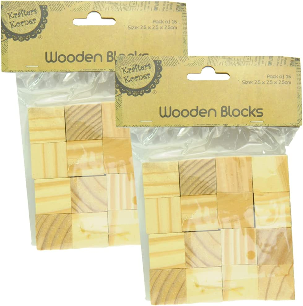 [2PK] Craft Wooden Blocks, Wood Material, Non- Toxic, Eco-Friendly, Can Be Left Natural, Stained, Varnished, Painted, Wood Washed, Stamped or Colored (2.5 X 2.5 X 2.5Cm) image number 2