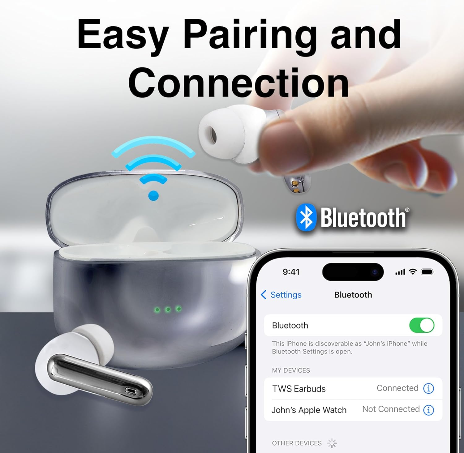 Laser Noise Cancelling TWS Earbuds, Active Noise Cancellation, Bluetooth 5.4, 12 Hrs Playtime, USB C Charging, Voice Assistant - Compatible with Smartphones, Tablets, Laptops, Pcs, Tvs image number 4