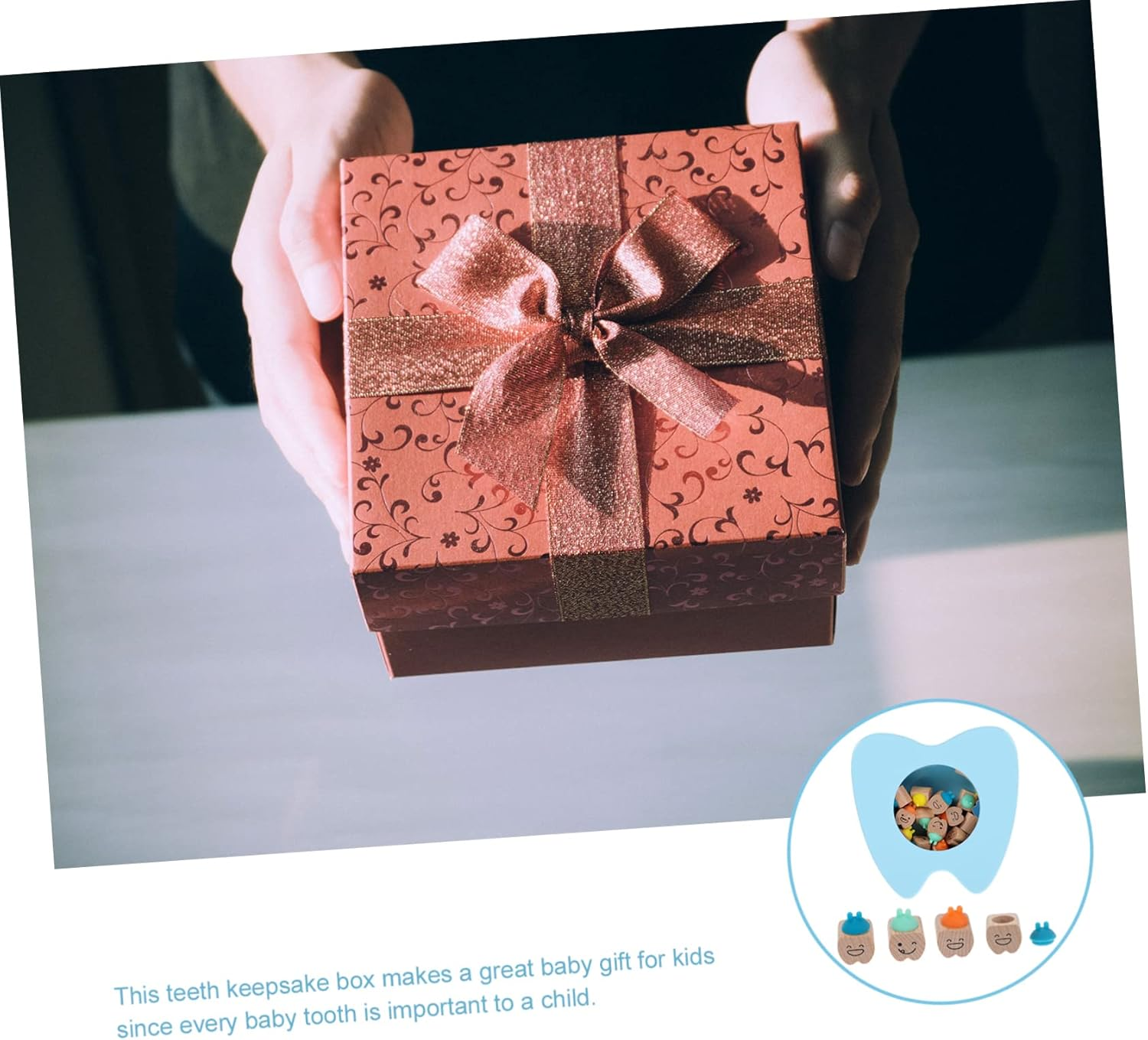 Tooth Keepsake Organizer Box Wooden Newborn Tooth Storage Case for Decorative Meaningful for Boys and Girls image number 4