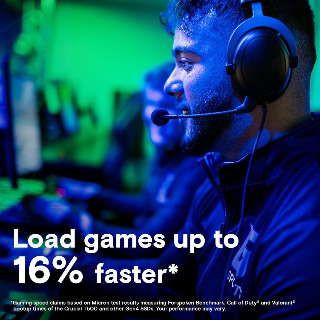 Crucial T500 1TB Pcie Gen4 Nvme M.2 SSD with Heatsink image number 5