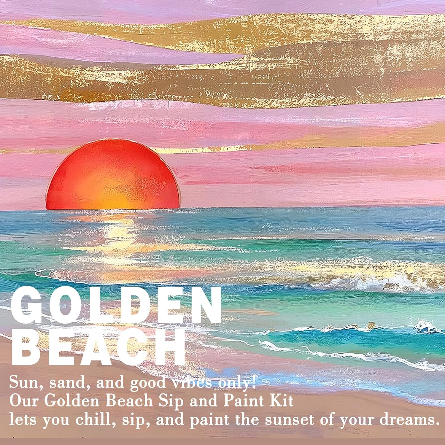 QUANWAISJ 12-Pack 10''X12''Sip and Paint Kit for Adults, Girls' Night Pre-Drawn Canvas,Painting Kits for Adults, Party Supplies, DIY Craft (Golden Beach) image number 5