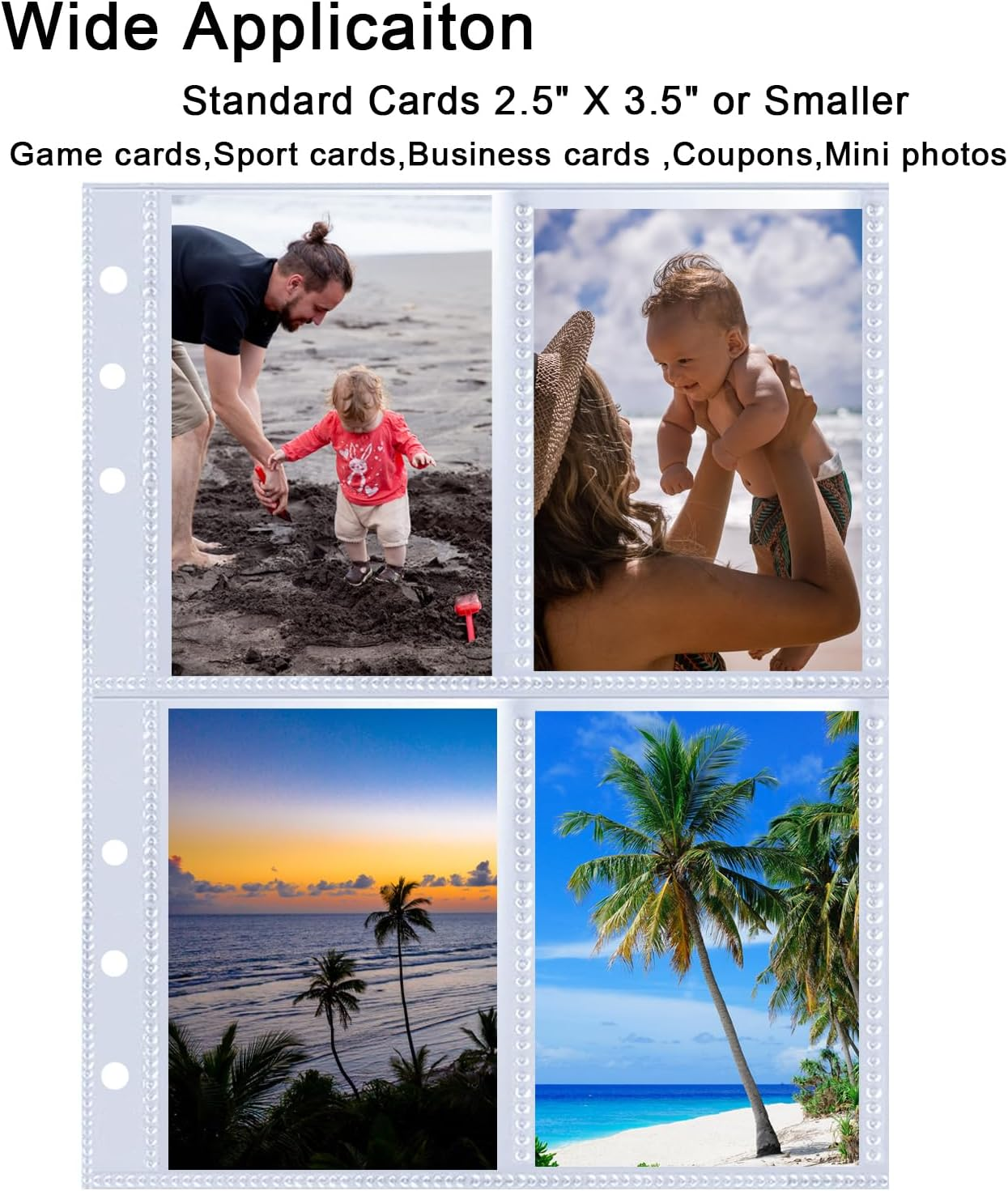 40 Pack 320 Pockets 2.5X3.5 Inch Trading Card Sleeve Pages for Game Cards, Photocard- Double-Sided 4 Pocket Page Protector,Ultra-Clear Kpop Photocard Sheets for A5 6 Ring Binder