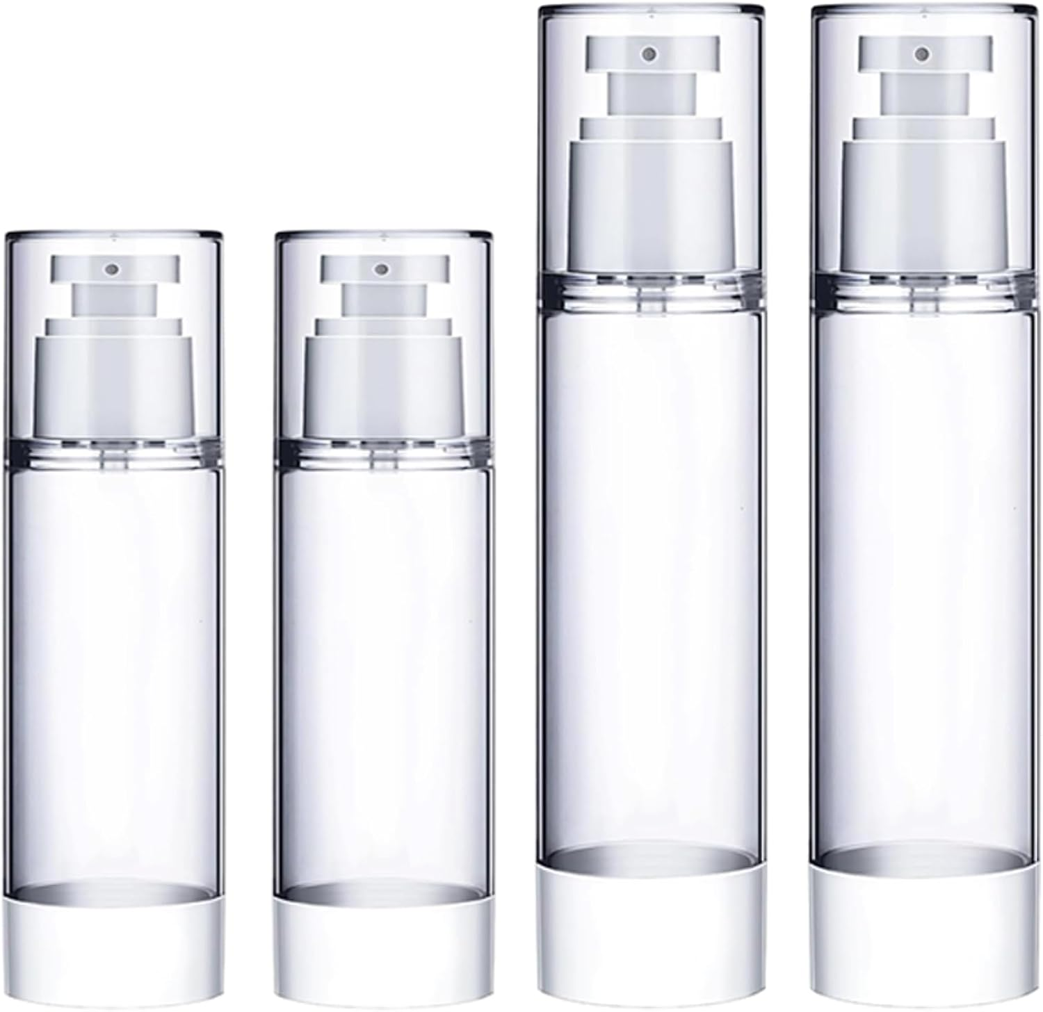 JOWILIN Clear Airless Fine Mist Spray Bottles, 2 Pcs 3.4Oz/100Ml and 2 Pcs 1.7Oz/50Ml Refillable Dispenser Container, Travel Size Empty Plastic Bottle for Perfume, Makeup Toner, Essential Oils, Hair image number 4