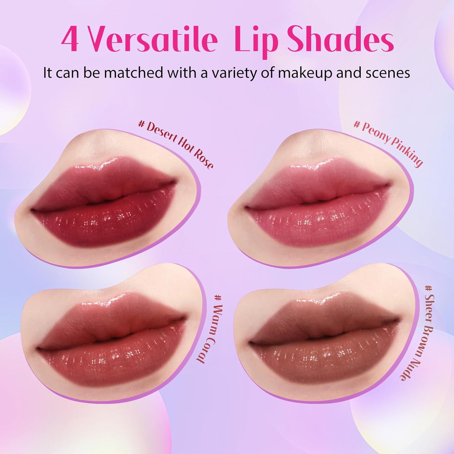 Bayfree Tinted Lip Glowy Balm Set，Lipoil Stain, Hydrating High Shine Lip Gloss Set, Long-Lasting Bright Color Lipgloss for Dull Lips, Weightless & Non-Sticky, Vegan Korean Makeup, Crystal Finish image number 6