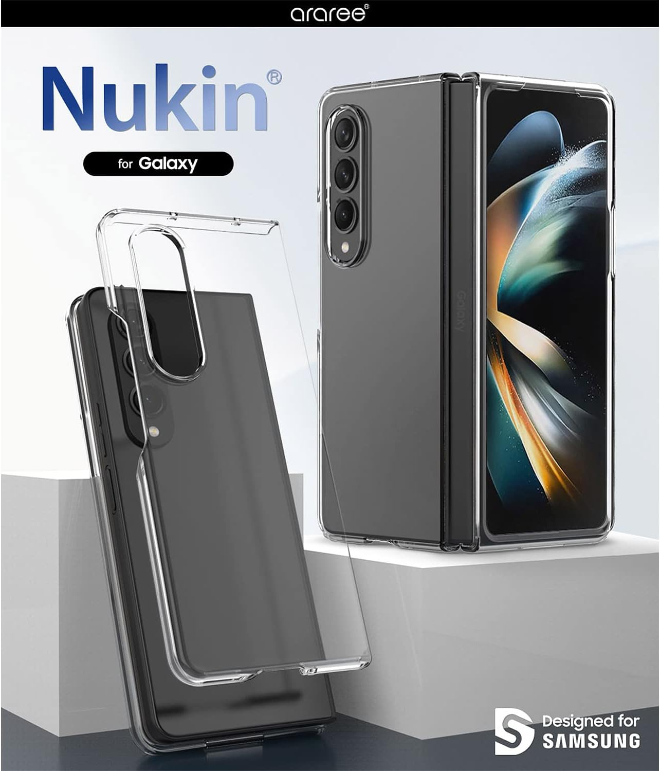 ARAREE AR24763GZFD3 Samsung Galaxy Z Fold 4 Case, NUKIN Clear, Transparent, Thin, Lightweight, Shockproof, Polycarbonate, Hard Case, Camera Protection Design, Galaxy image number 6