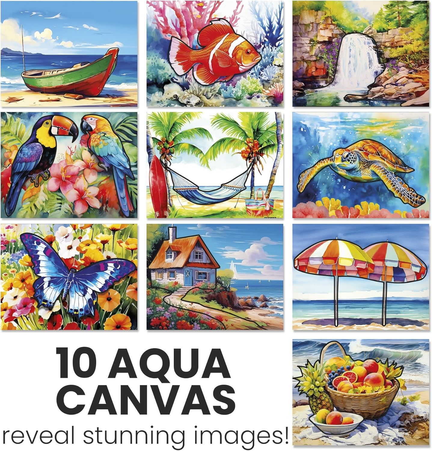 QUOKKA 10PACK Water Painting Dementia Activities for Seniors - Tropics Vacation Memories - Alzheimers Products for Elderly - Activities for People with Dementia - Crafts for Seniors - Songbird Serenity image number 3