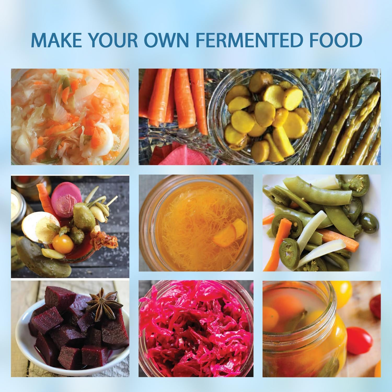 Blissify 4 Pack 1L Fermentation Jar with 4 Airtight Lids 4 Airlock 4 Fermentation Weights, Wide Mouth Glass Mason Jar with Scale Mark, Fermentation Kit for Beginners image number 5